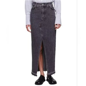 Aligne Black Denim Maxi Skirt with Front Slit Women's Size 14